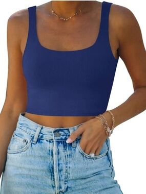 REORIA Square Neck Seamless Sleeveless Crop Tops EUC